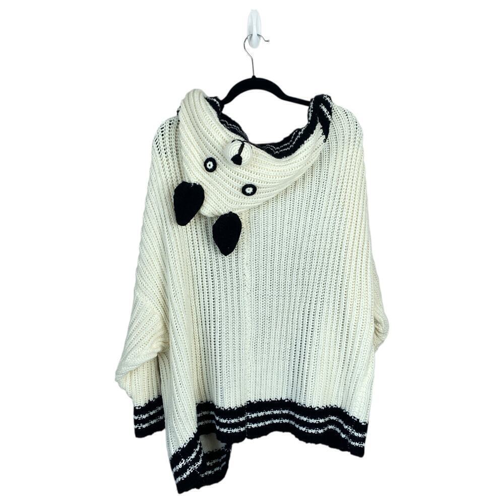 LF Angel Biba Panda Bear Hoodie Sweater Size S/M Knit Animal Cream Black - Picture 4 of 8